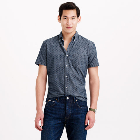 Secret Wash Short-Sleeve Shirt in Classic Navy Dot