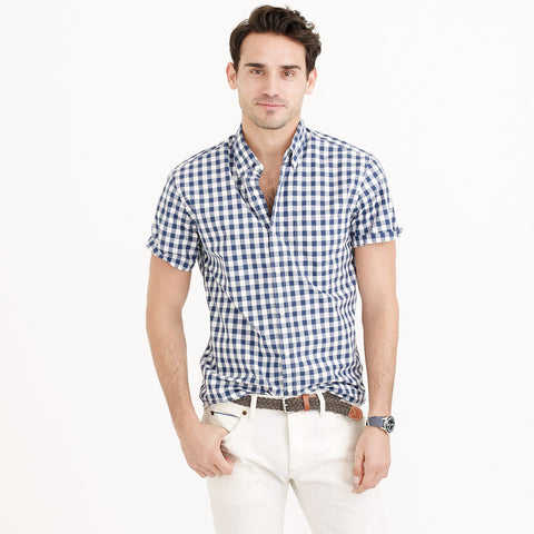 Secret Wash Short-Sleeve Shirt in Vintage Navy Gingham