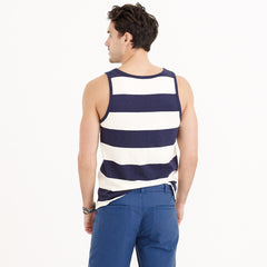 Textured Cotton Tank Top in Faded Stripe