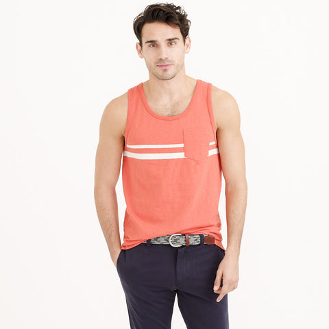 Textured Cotton Tank Top in Double Stripe